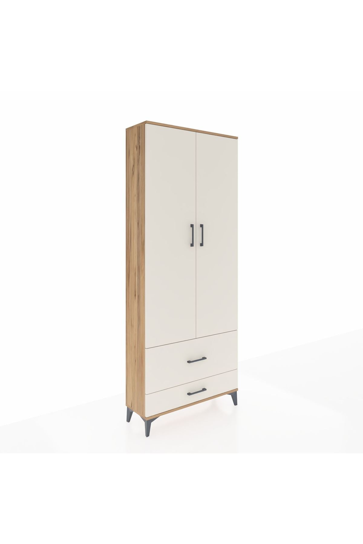 Arges Dolap 4 Raflı 2 Çekmeceli 2 Kapaklı 88x30x221 Çam-Aytaşı