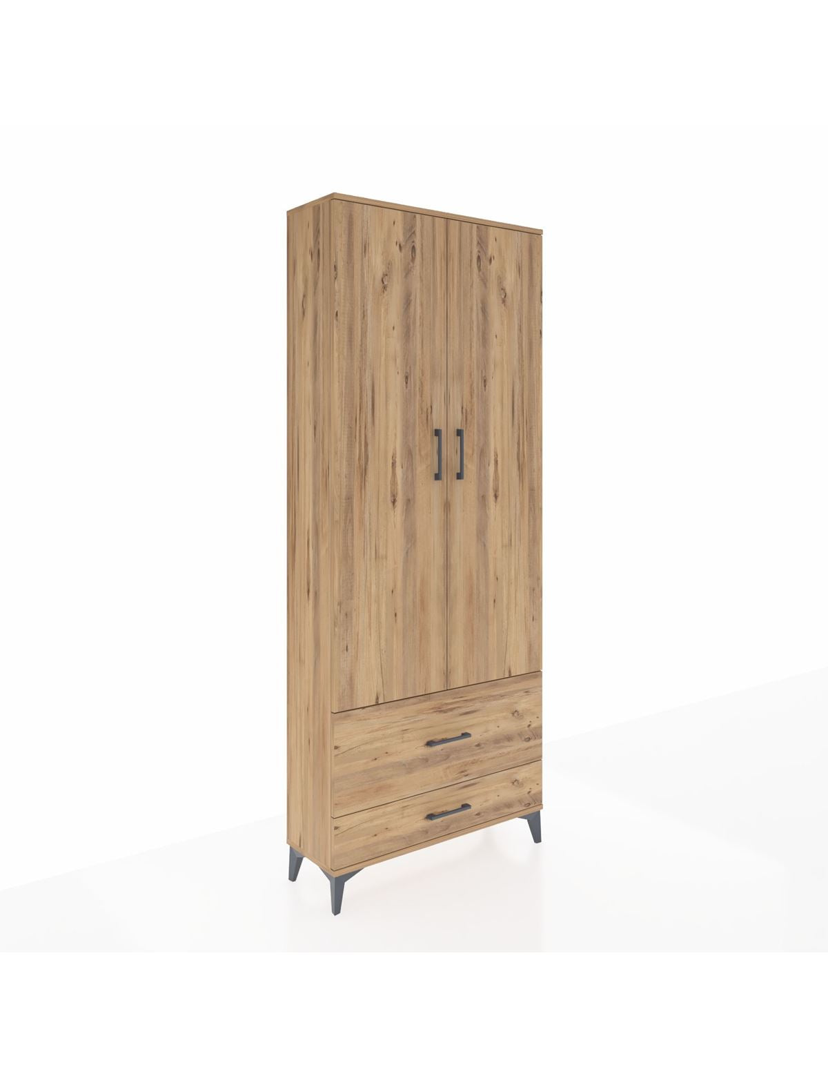 Arges Dolap 4 Raflı 2 Çekmeceli 2 Kapaklı 88x30x221 Çam-Çam