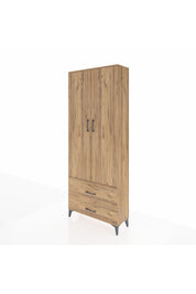 Arges Dolap 4 Raflı 2 Çekmeceli 2 Kapaklı 88x30x221 Çam-Çam