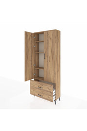 Arges Dolap 4 Raflı 2 Çekmeceli 2 Kapaklı 88x30x221 Çam-Çam