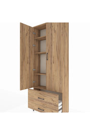 Arges Dolap 4 Raflı 2 Çekmeceli 2 Kapaklı 88x30x221 Çam-Çam