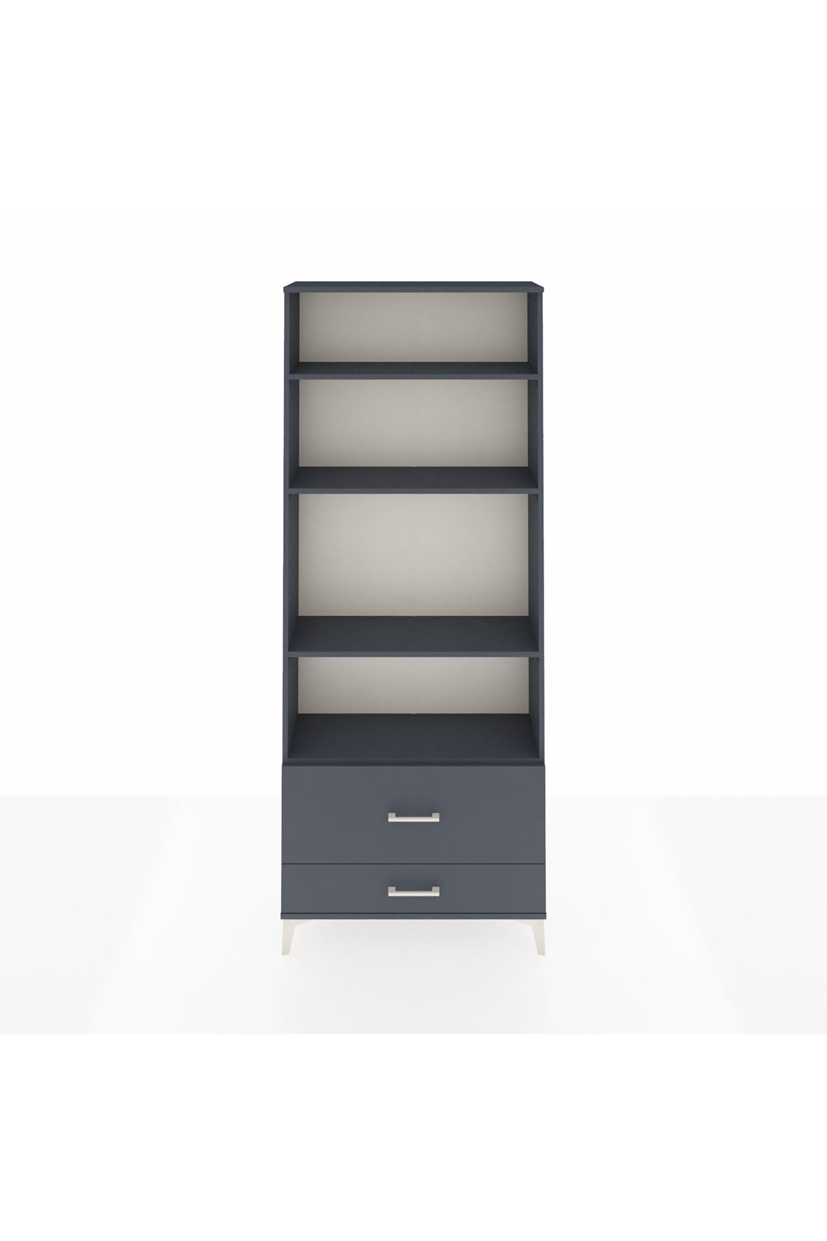 Arges Dolap 4 Raflı 2 Çekmeceli 88x30x221 Antrasit-Antrasit