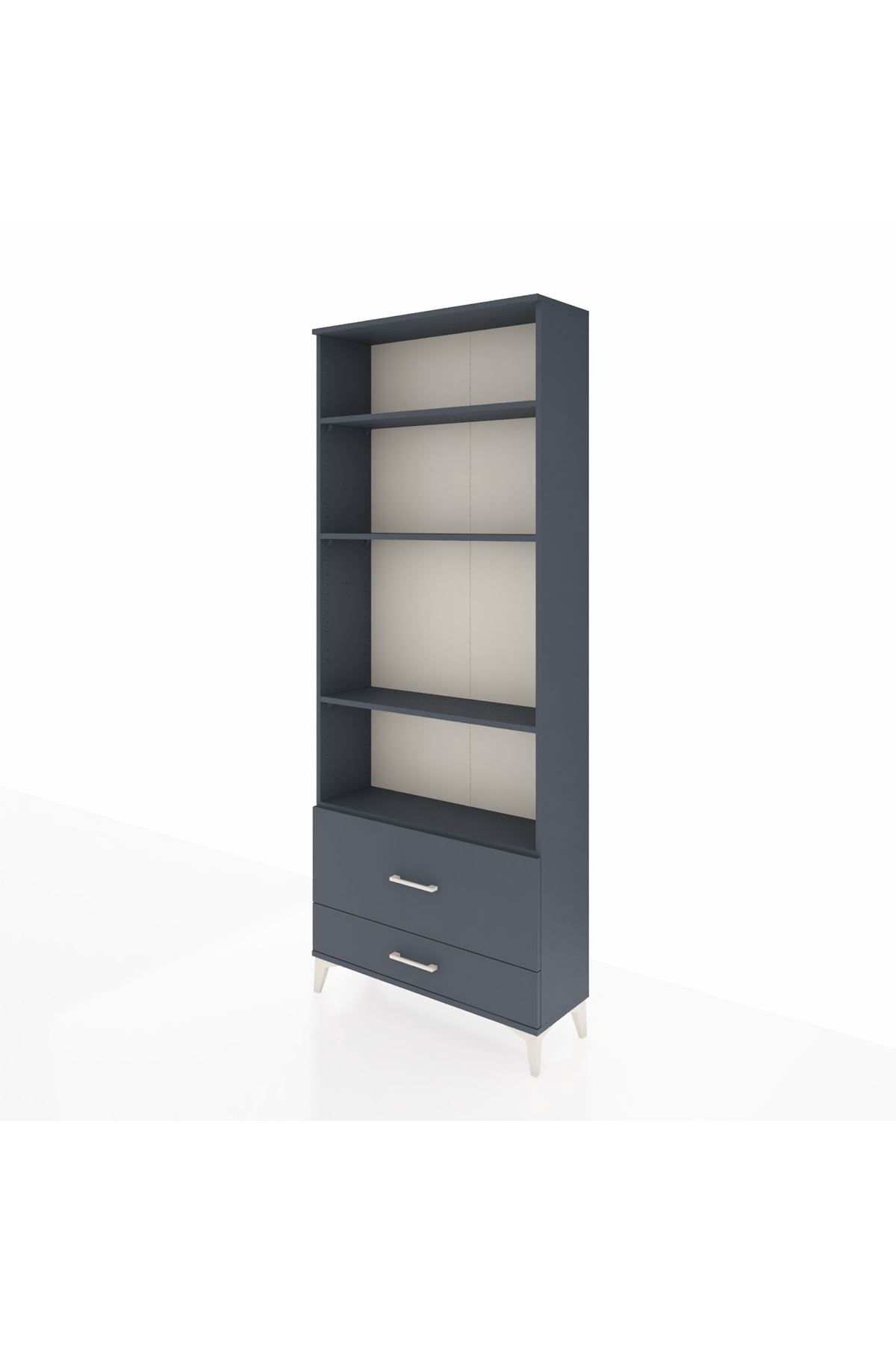 Arges Dolap 4 Raflı 2 Çekmeceli 88x30x221 Antrasit-Antrasit