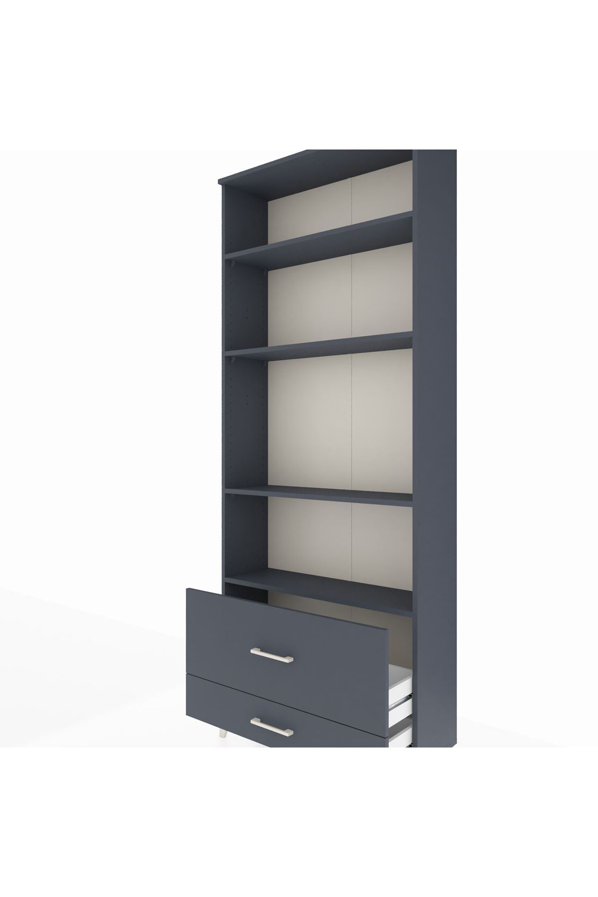 Arges Dolap 4 Raflı 2 Çekmeceli 88x30x221 Antrasit-Antrasit