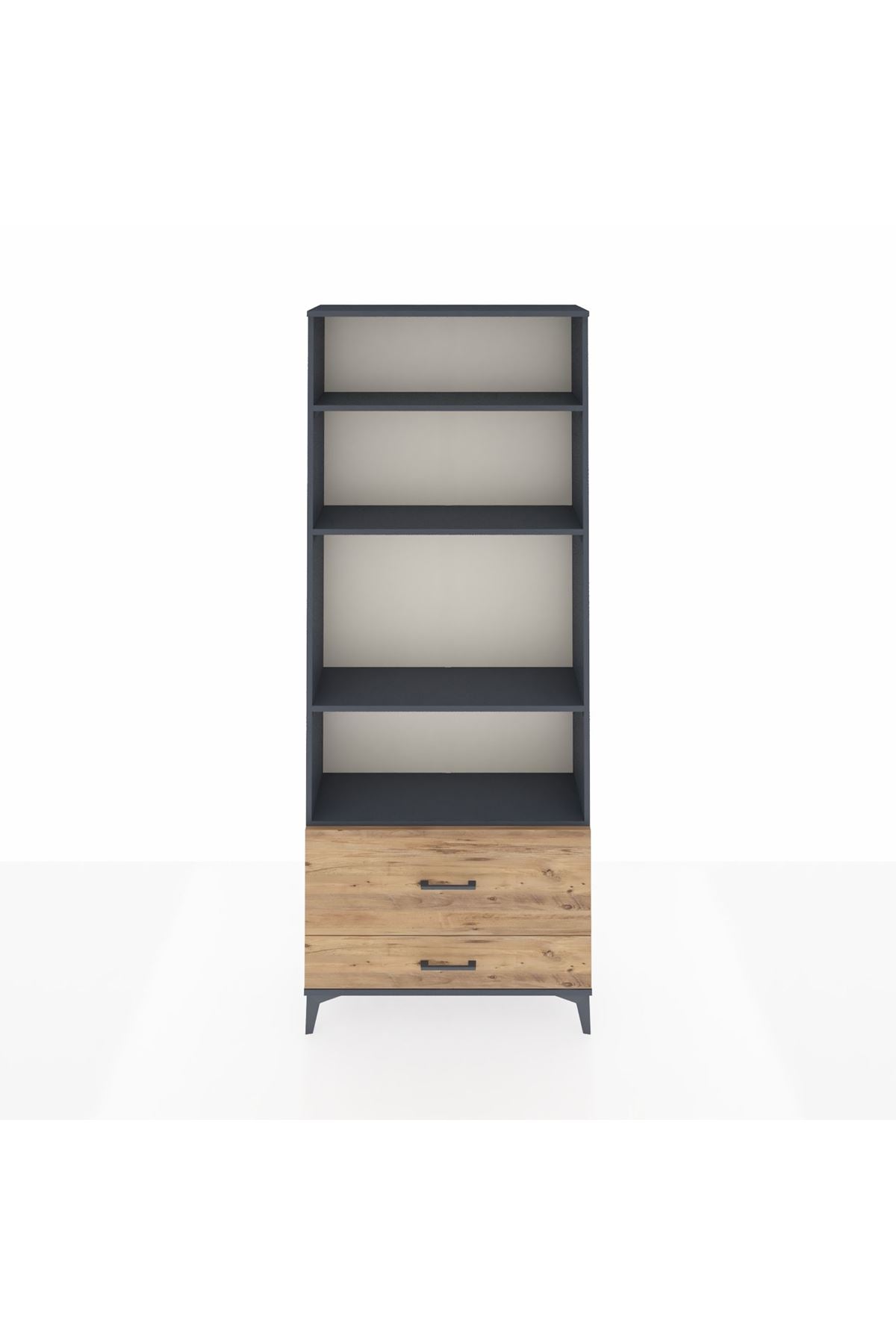 Arges Dolap 4 Raflı 2 Çekmeceli 88x30x221 Antrasit-Çam