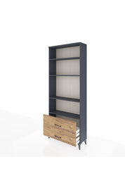 Arges Dolap 4 Raflı 2 Çekmeceli 88x30x221 Antrasit-Çam