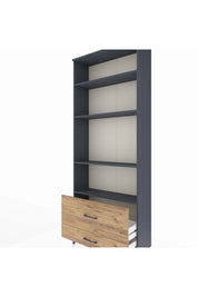 Arges Dolap 4 Raflı 2 Çekmeceli 88x30x221 Antrasit-Çam