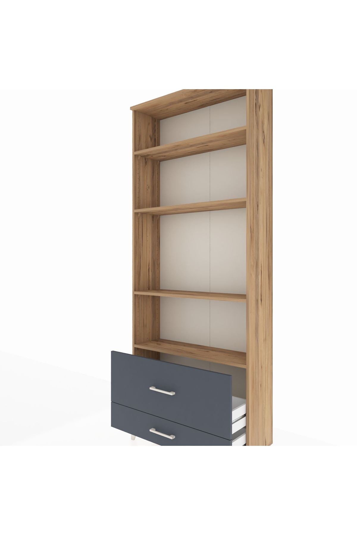 Arges Dolap 4 Raflı 2 Çekmeceli 88x30x221 Çam-Antrasit