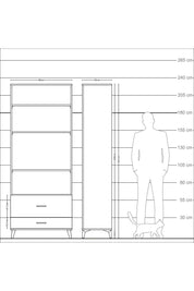 Arges Dolap 4 Raflı 2 Çekmeceli 88x30x221 Çam-Antrasit