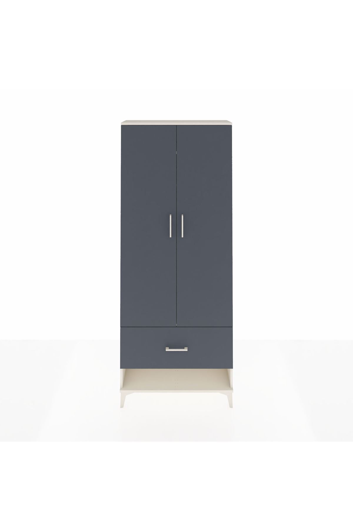 Arges Dolap 2 Raflı Tek Çekmeceli Tek Askılı 88x30x221 Aytaşı-Antrasit