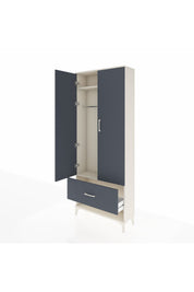 Arges Dolap 2 Raflı Tek Çekmeceli Tek Askılı 88x30x221 Aytaşı-Antrasit