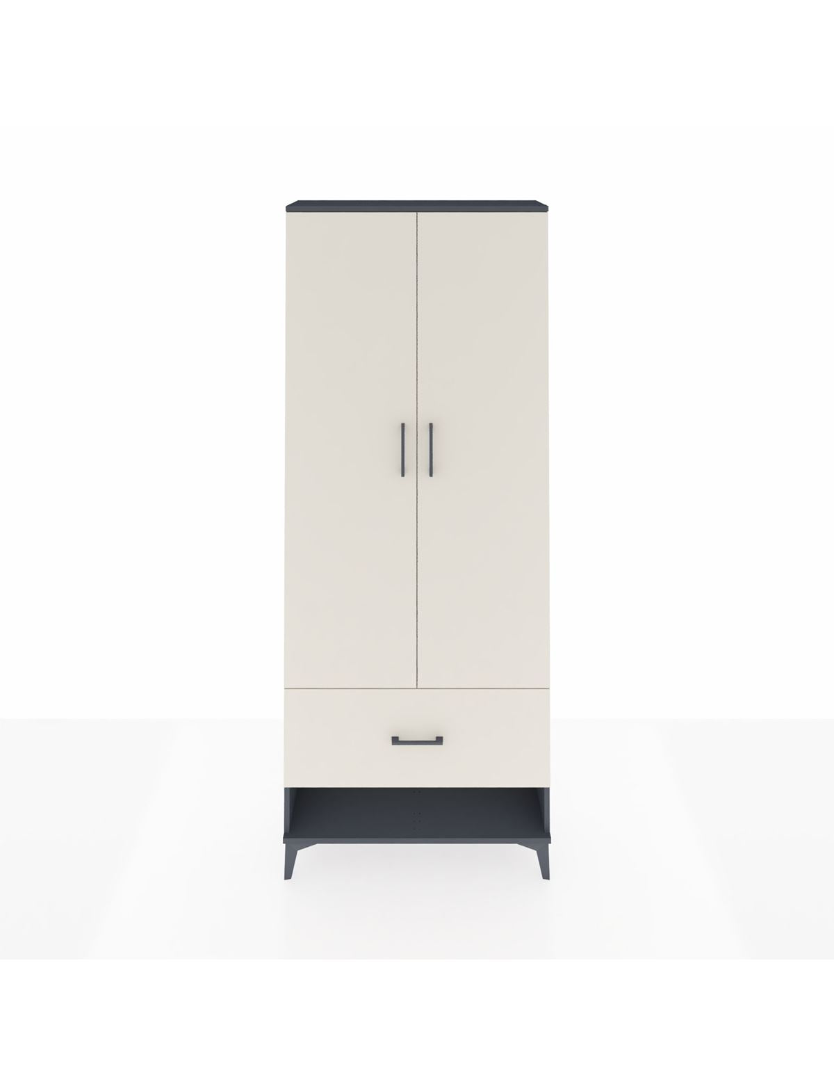 Arges Dolap 2 Raflı Tek Çekmeceli Tek Askılı 88x30x221 Antrasit-Aytaşı