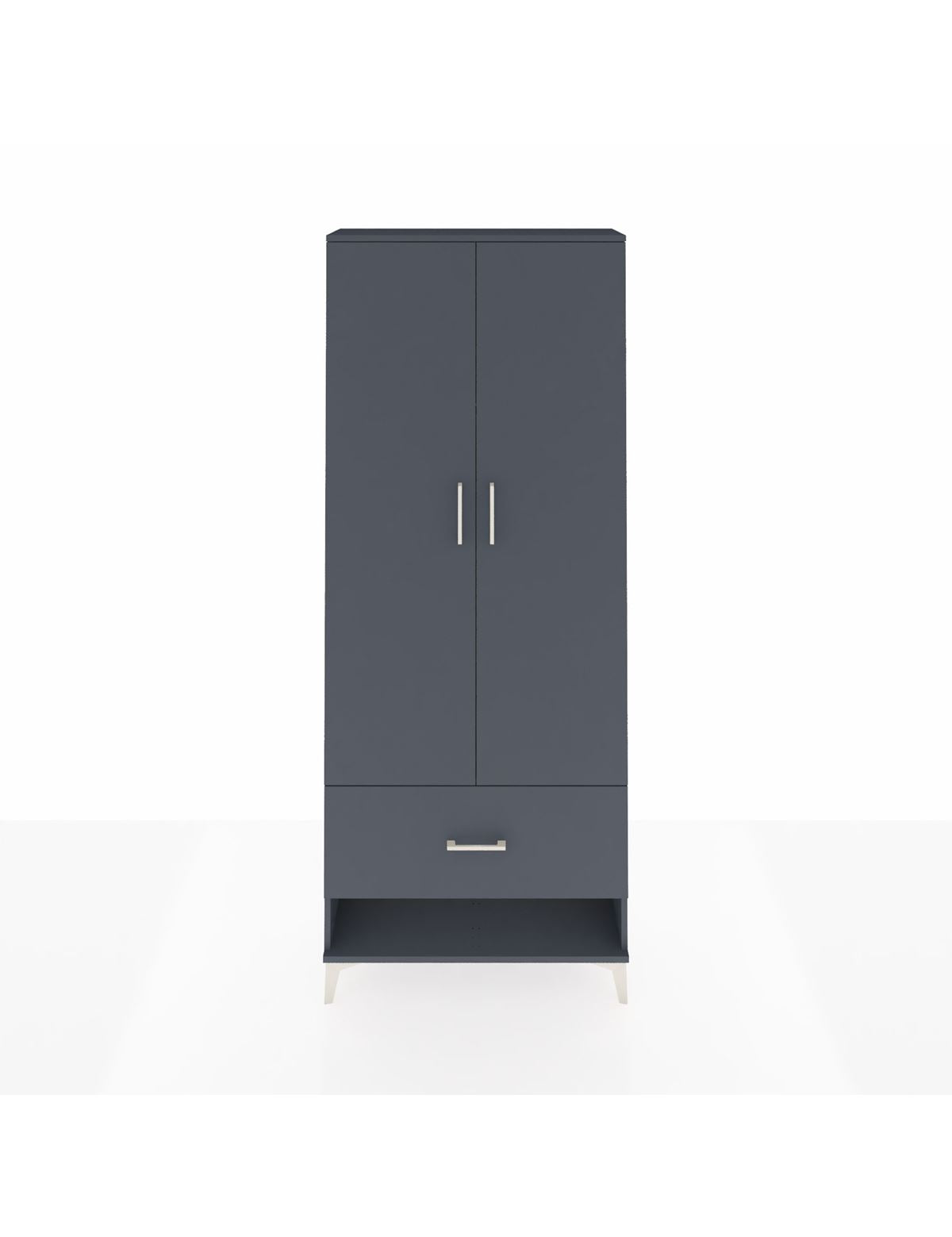 Arges Dolap 2 Raflı Tek Çekmeceli Tek Askılı 88x30x221 Antrasit-Antrasit