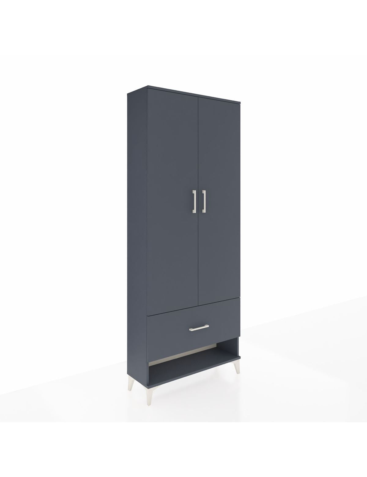 Arges Dolap 2 Raflı Tek Çekmeceli Tek Askılı 88x30x221 Antrasit-Antrasit