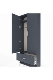 Arges Dolap 2 Raflı Tek Çekmeceli Tek Askılı 88x30x221 Antrasit-Antrasit