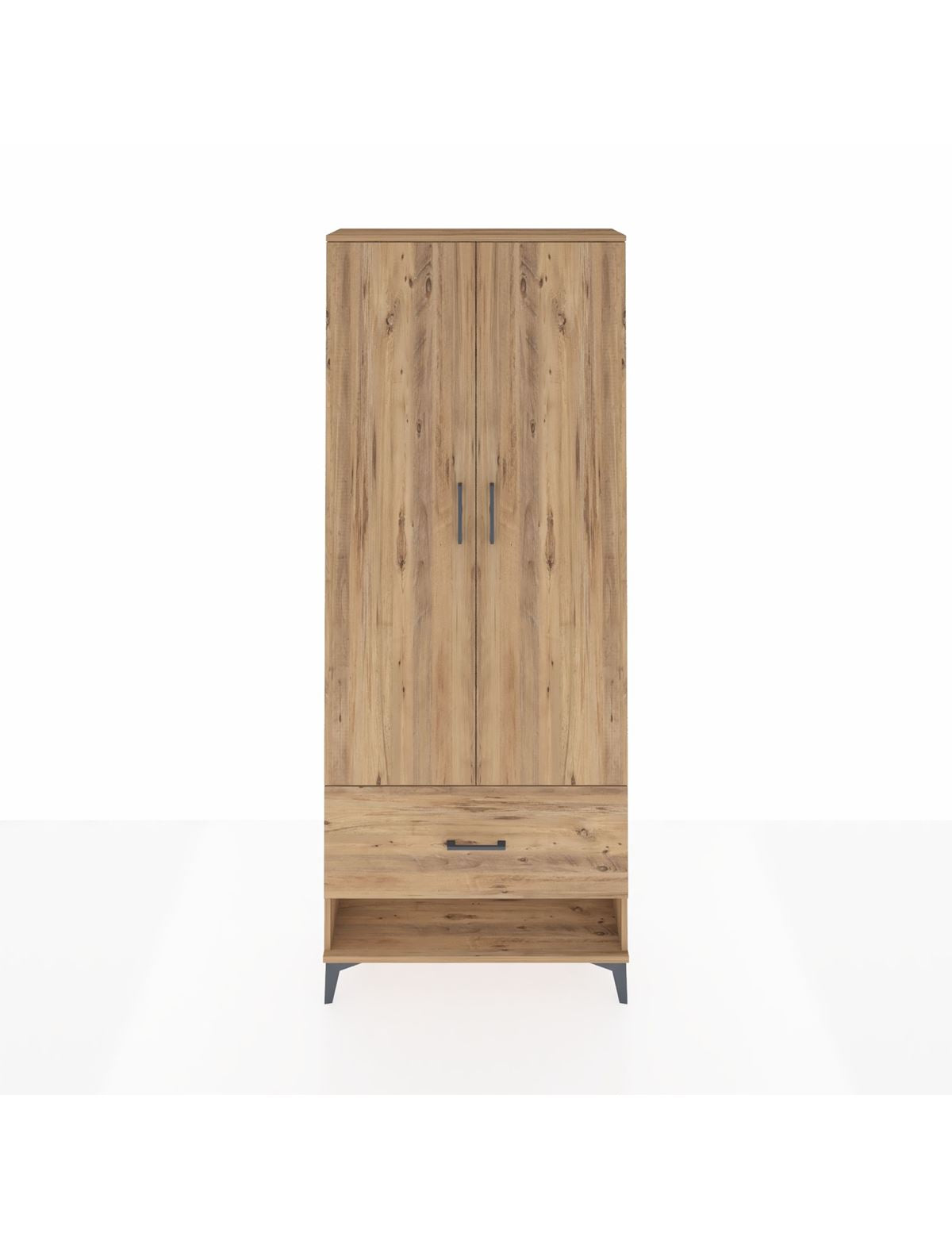 Arges Dolap 2 Raflı Tek Çekmeceli Tek Askılı 88x30x221 Çam-Çam