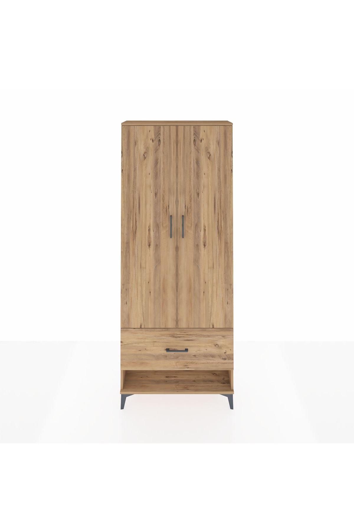 Arges Dolap 2 Raflı Tek Çekmeceli Tek Askılı 88x30x221 Çam-Çam
