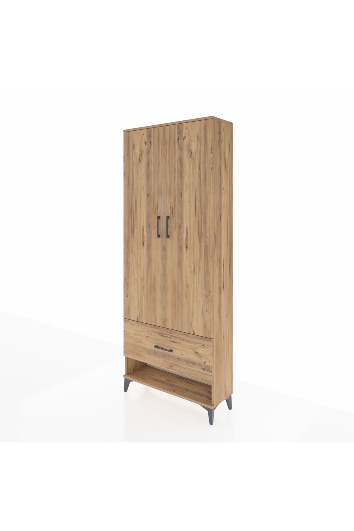 Arges Dolap 2 Raflı Tek Çekmeceli Tek Askılı 88x30x221 Çam-Çam