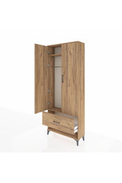 Arges Dolap 2 Raflı Tek Çekmeceli Tek Askılı 88x30x221 Çam-Çam