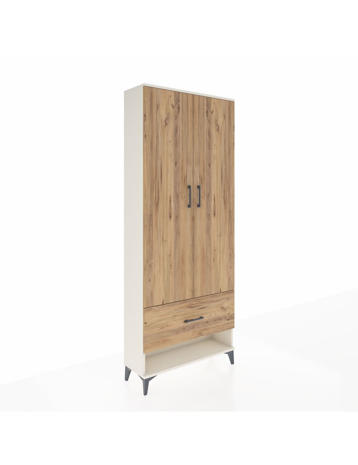 Arges Dolap 4 Raflı Tek Çekmeceli 2 Kapaklı 88x30x221 Aytaşı-Çam