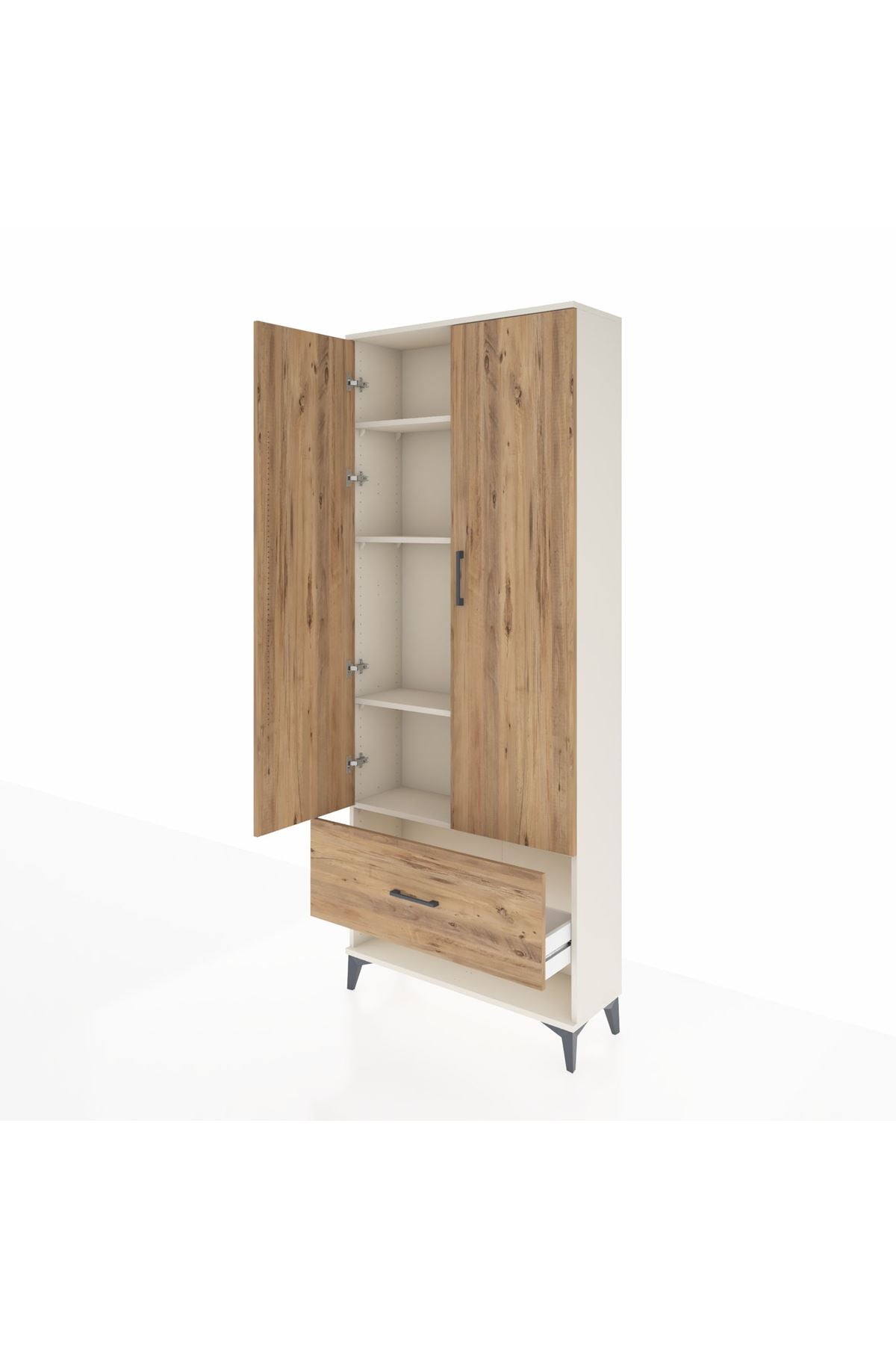 Arges Dolap 4 Raflı Tek Çekmeceli 2 Kapaklı 88x30x221 Aytaşı-Çam