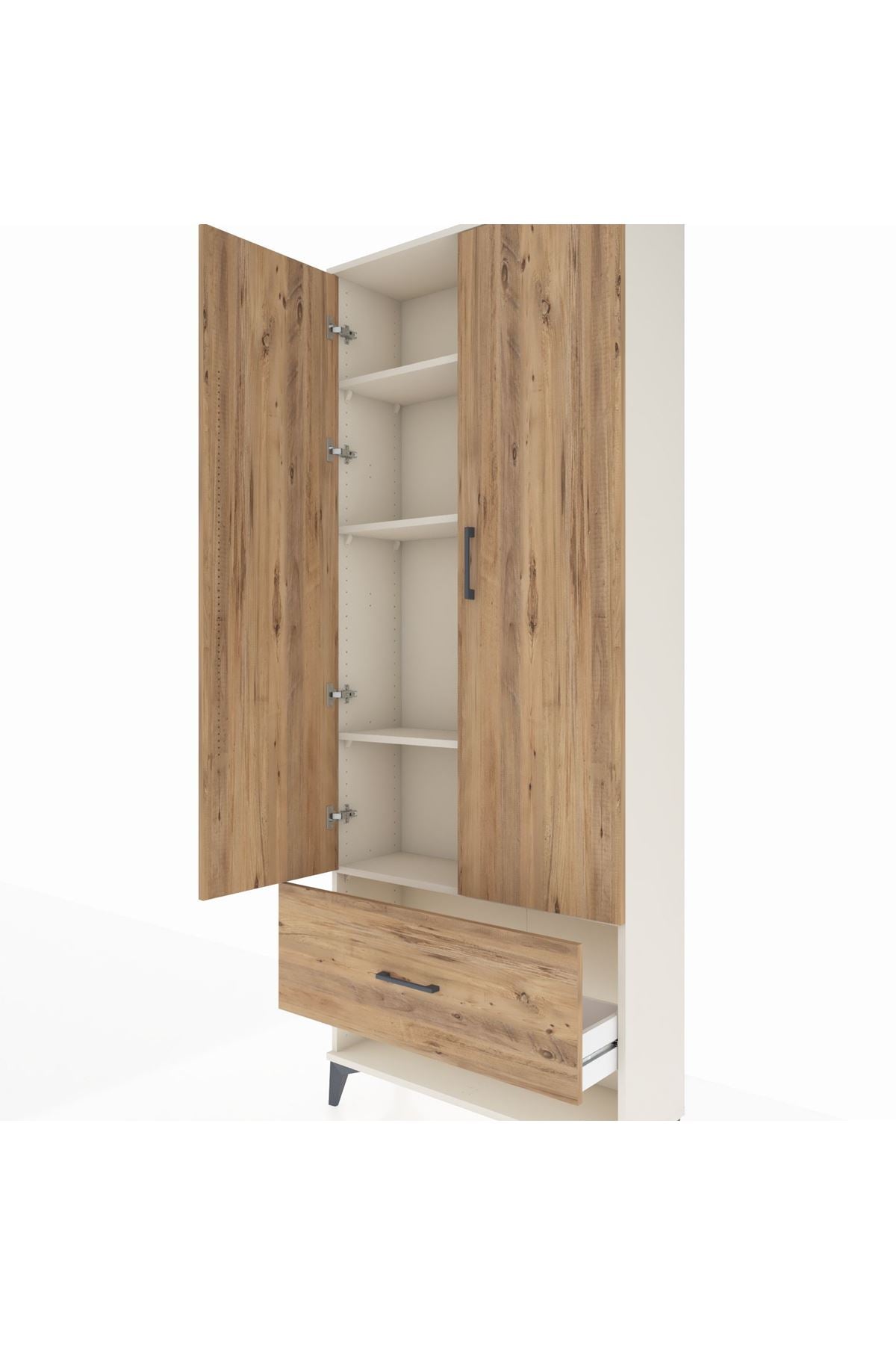 Arges Dolap 4 Raflı Tek Çekmeceli 2 Kapaklı 88x30x221 Aytaşı-Çam