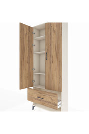 Arges Dolap 4 Raflı Tek Çekmeceli 2 Kapaklı 88x30x221 Aytaşı-Çam