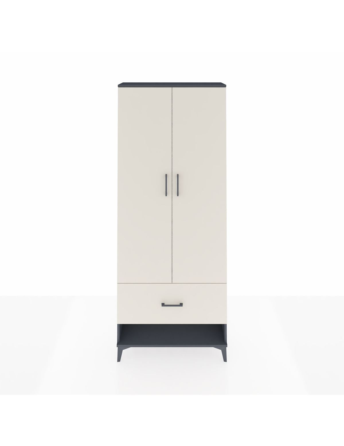 Arges Dolap 4 Raflı Tek Çekmeceli 2 Kapaklı 88x30x221 Antrasit-Aytaşı