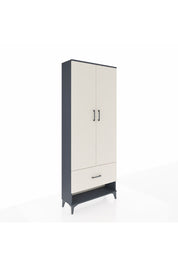 Arges Dolap 4 Raflı Tek Çekmeceli 2 Kapaklı 88x30x221 Antrasit-Aytaşı