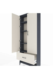 Arges Dolap 4 Raflı Tek Çekmeceli 2 Kapaklı 88x30x221 Antrasit-Aytaşı