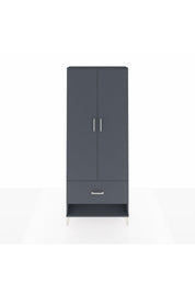 Arges Dolap 4 Raflı Tek Çekmeceli 2 Kapaklı 88x30x221 Antrasit-Antrasit