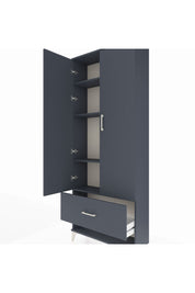 Arges Dolap 4 Raflı Tek Çekmeceli 2 Kapaklı 88x30x221 Antrasit-Antrasit
