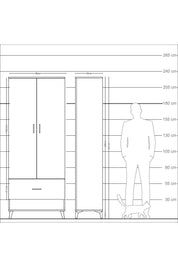 Arges Dolap 4 Raflı Tek Çekmeceli 2 Kapaklı 88x30x221 Antrasit-Antrasit