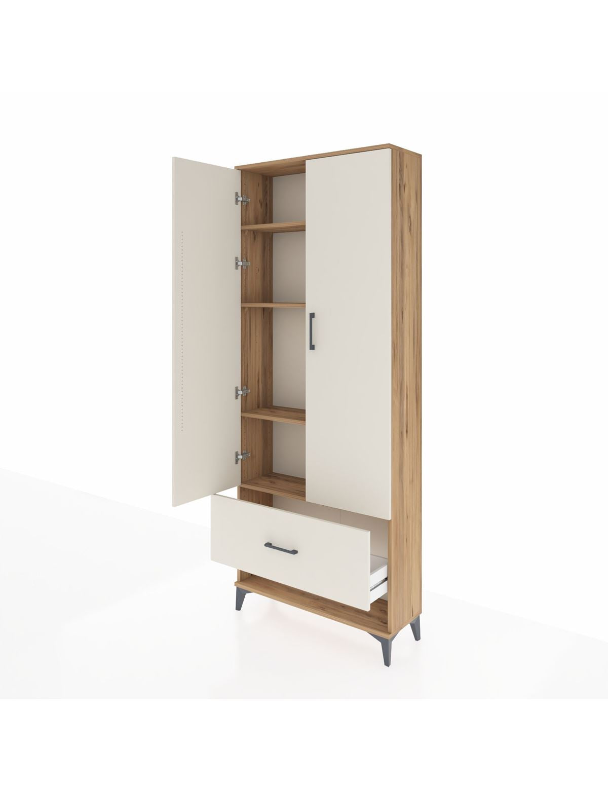Arges Dolap 4 Raflı Tek Çekmeceli 2 Kapaklı 88x30x221 - S30M029V7A