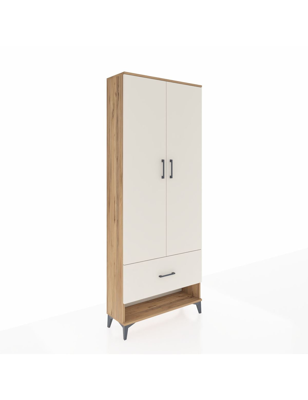 Arges Dolap 4 Raflı Tek Çekmeceli 2 Kapaklı 88x30x221 Çam-Aytaşı