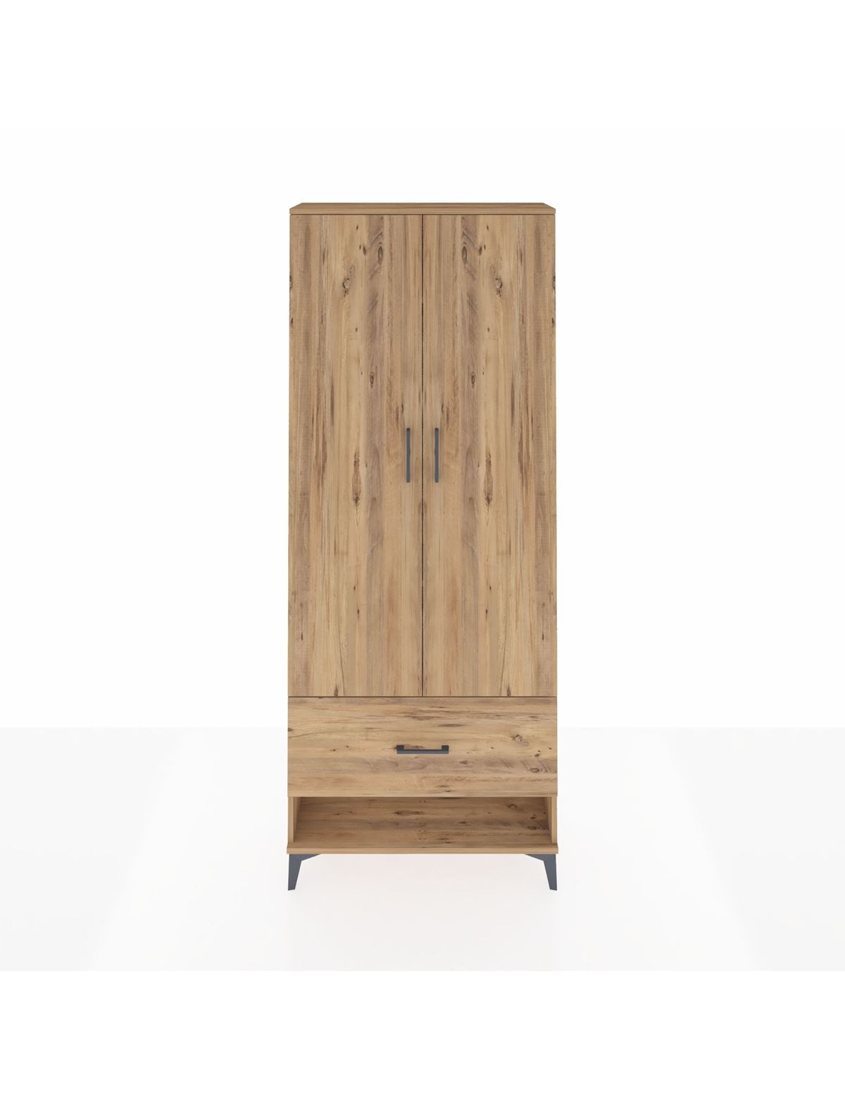 Arges Dolap 4 Raflı Tek Çekmeceli 2 Kapaklı 88x30x221 Çam-Çam