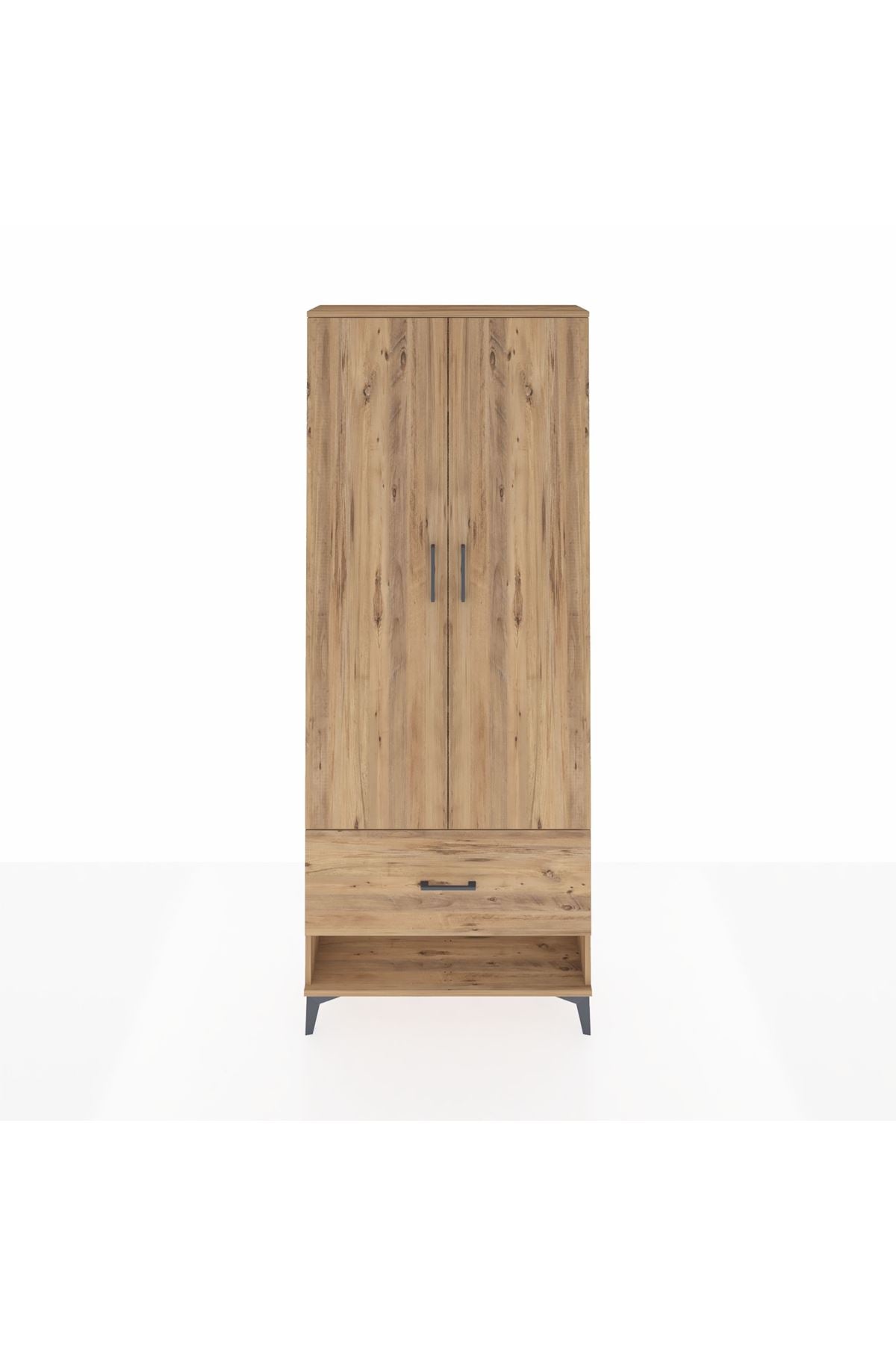 Arges Dolap 4 Raflı Tek Çekmeceli 2 Kapaklı 88x30x221 Çam-Çam