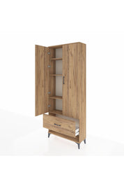 Arges Dolap 4 Raflı Tek Çekmeceli 2 Kapaklı 88x30x221 Çam-Çam