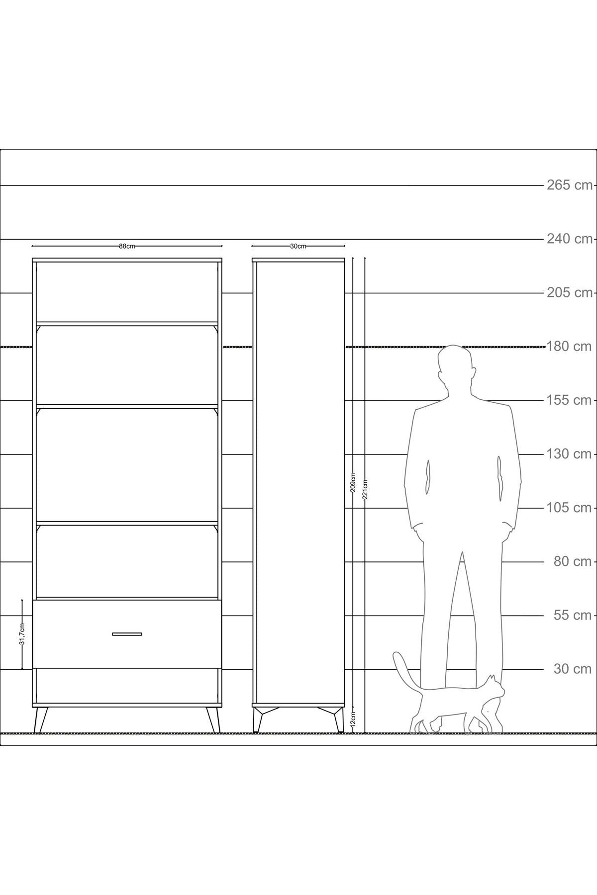 Arges Dolap 4 Raflı Tek Çekmeceli 88x30x221 Aytaşı-Antrasit