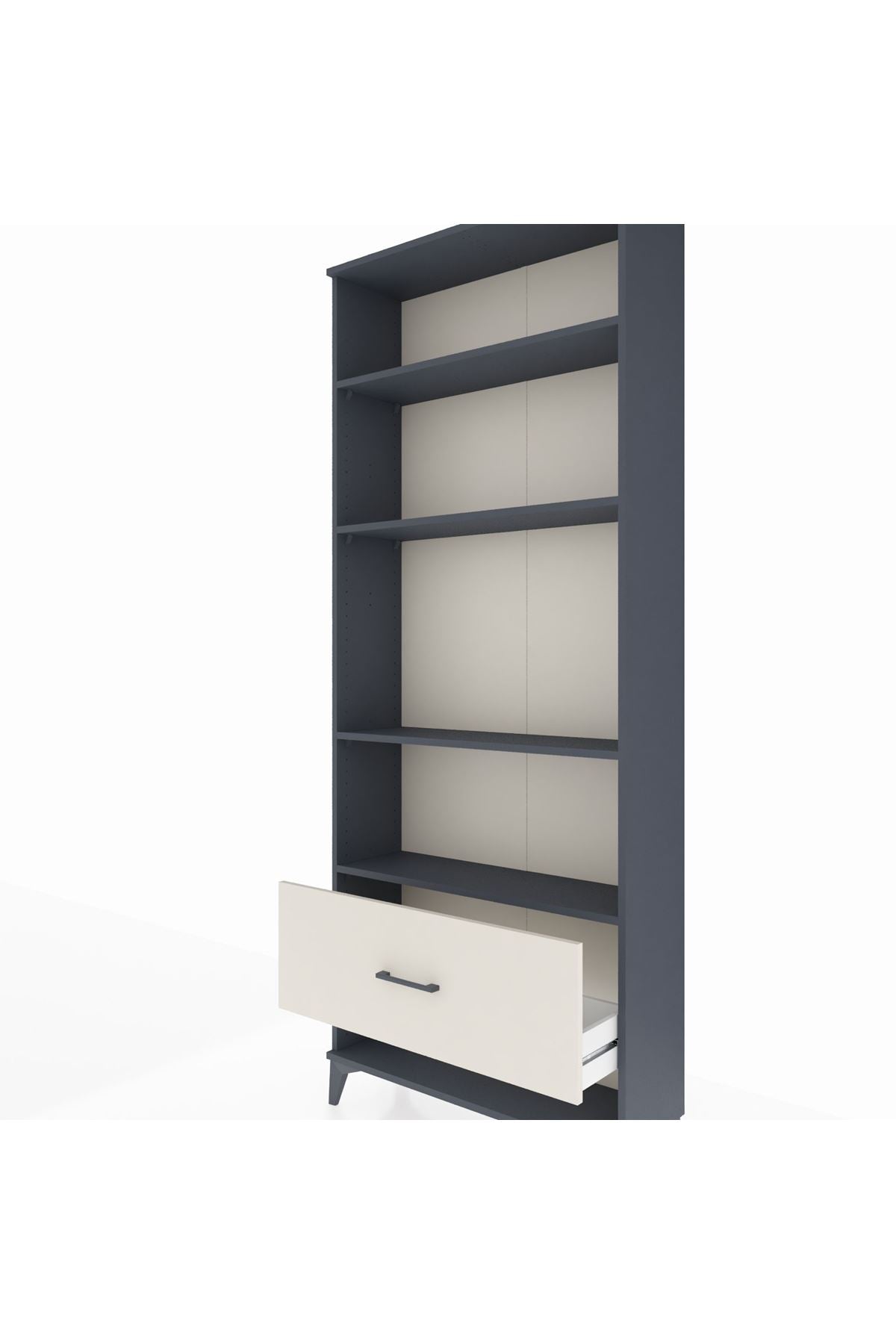 Arges Dolap 4 Raflı Tek Çekmeceli 88x30x221 Antrasit-Aytaşı