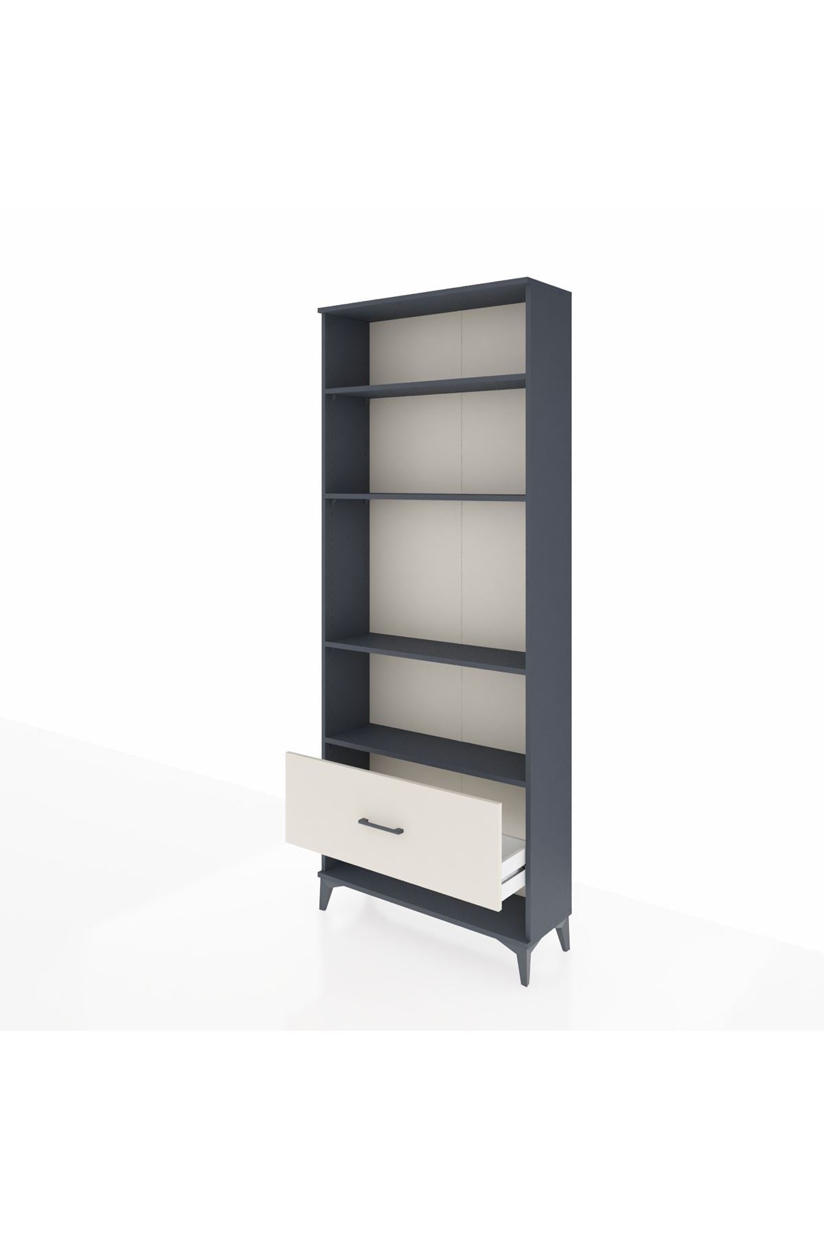 Arges Dolap 4 Raflı Tek Çekmeceli 88x30x221 Antrasit-Aytaşı