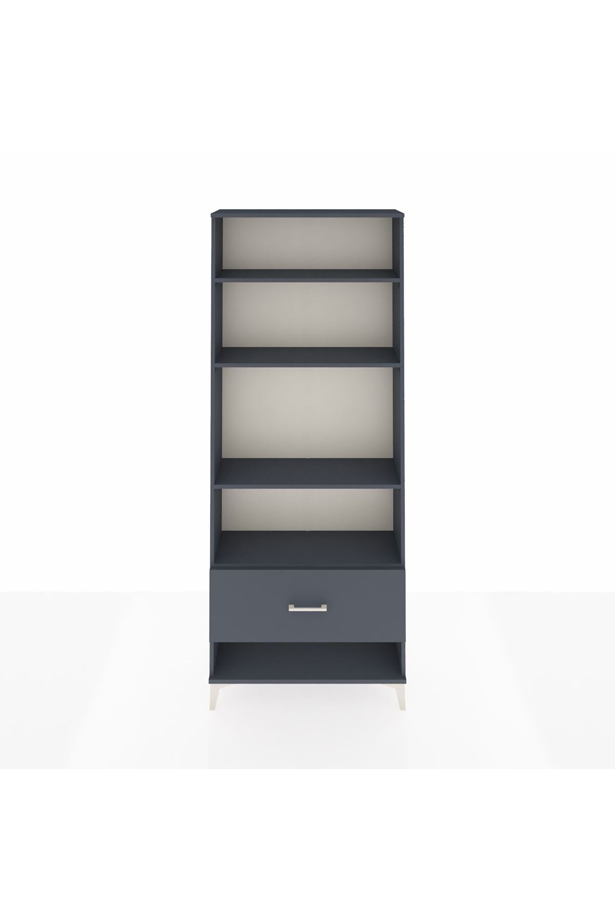 Arges Dolap 4 Raflı Tek Çekmeceli 88x30x221 Antrasit-Antrasit