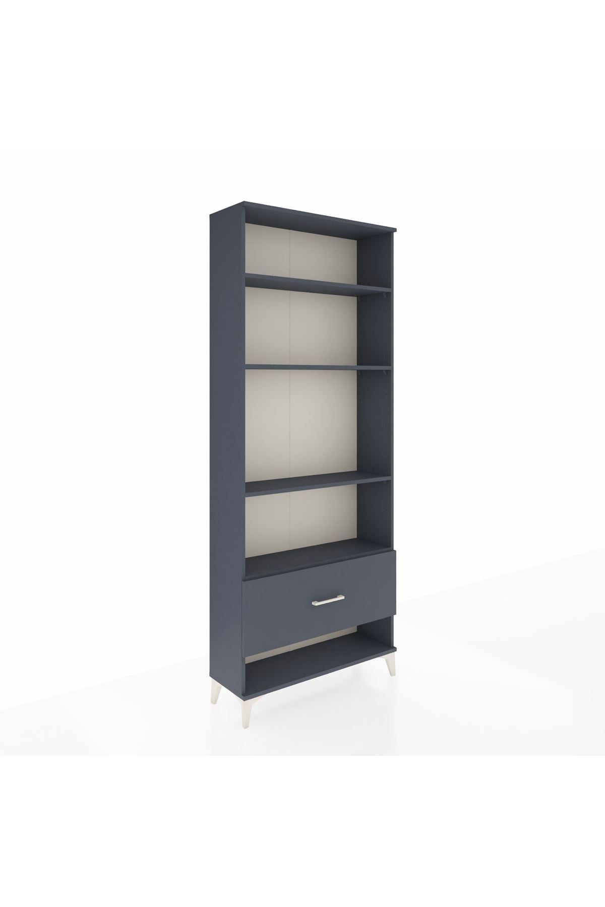 Arges Dolap 4 Raflı Tek Çekmeceli 88x30x221 Antrasit-Antrasit