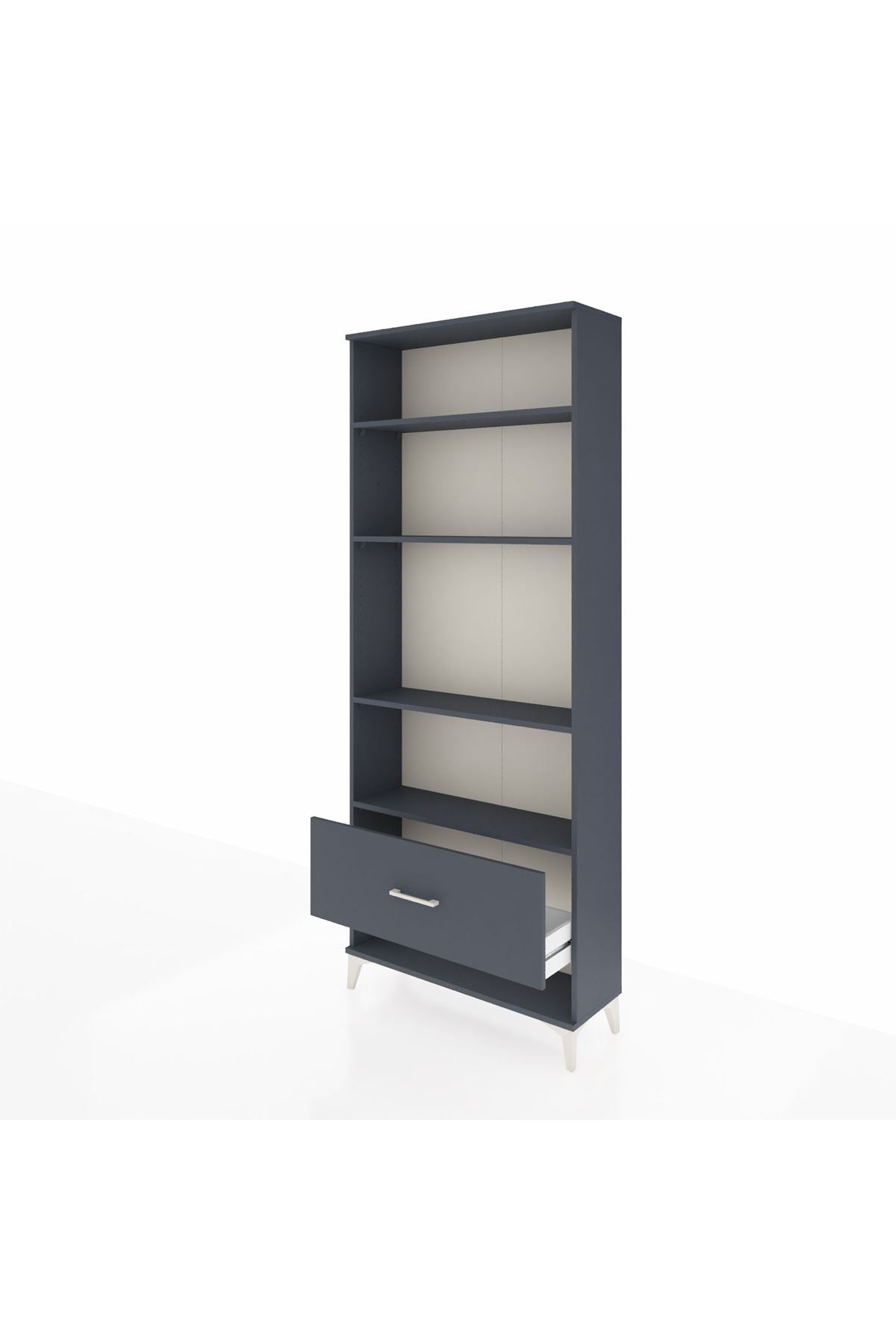 Arges Dolap 4 Raflı Tek Çekmeceli 88x30x221 Antrasit-Antrasit