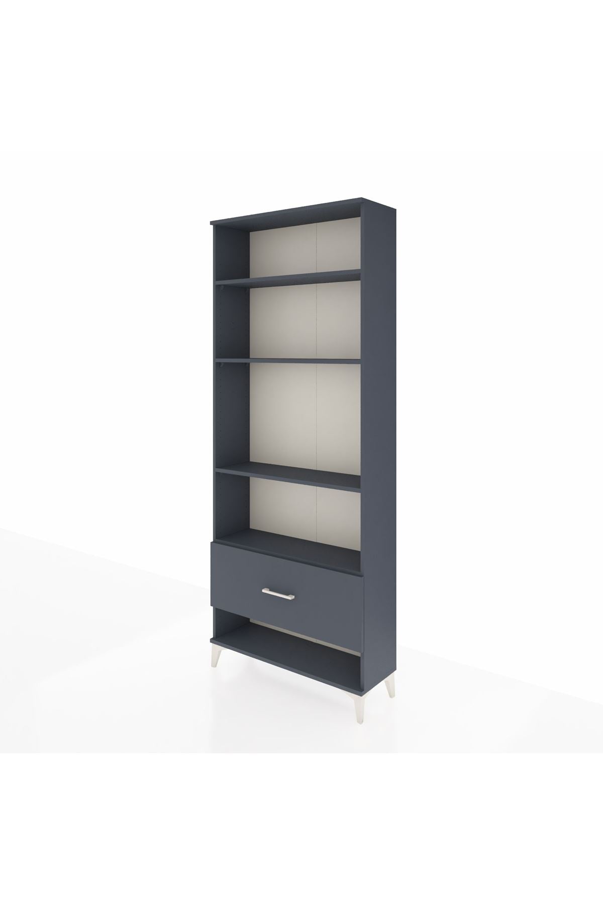 Arges Dolap 4 Raflı Tek Çekmeceli 88x30x221 Antrasit-Antrasit