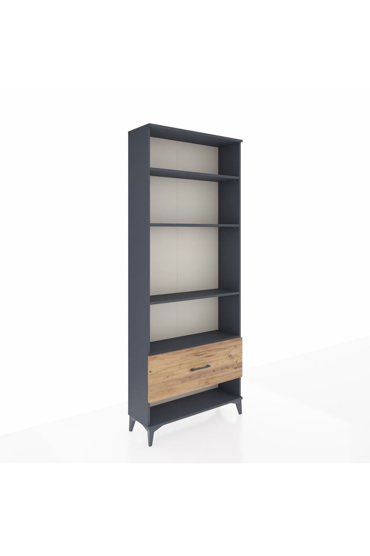 Arges Dolap 4 Raflı Tek Çekmeceli 88x30x221 Antrasit-Çam