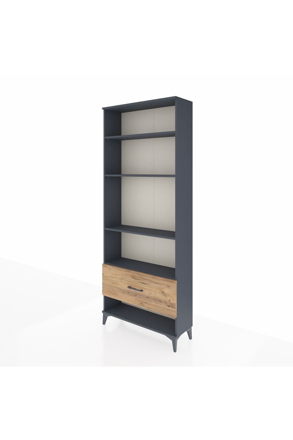 Arges Dolap 4 Raflı Tek Çekmeceli 88x30x221 Antrasit-Çam