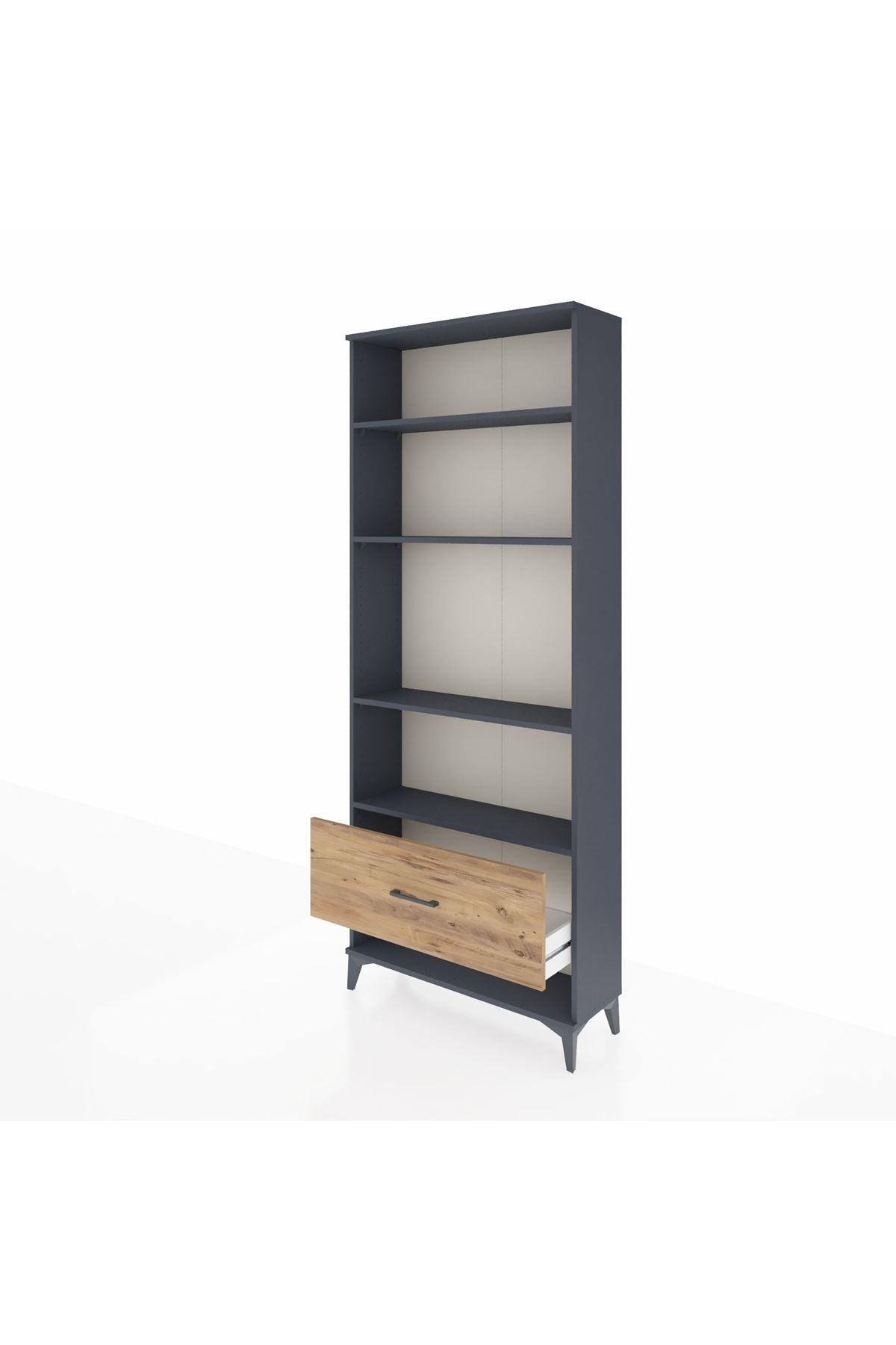 Arges Dolap 4 Raflı Tek Çekmeceli 88x30x221 Antrasit-Çam