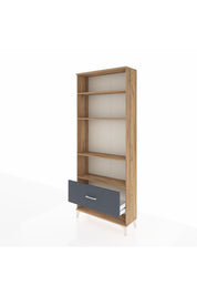 Arges Dolap 4 Raflı Tek Çekmeceli 88x30x221 Çam-Antrasit