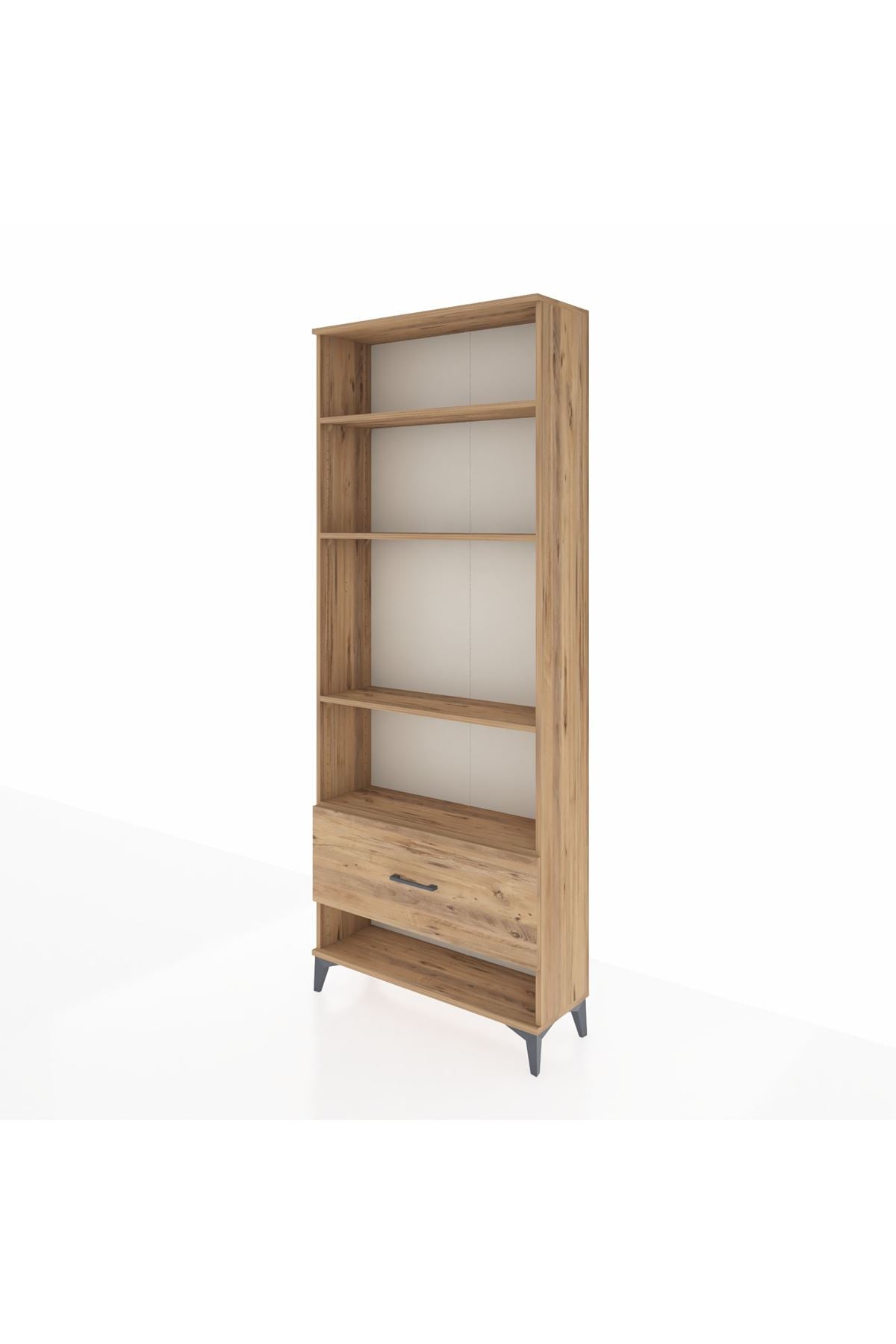 Arges Dolap 4 Raflı Tek Çekmeceli 88x30x221 Çam-Çam